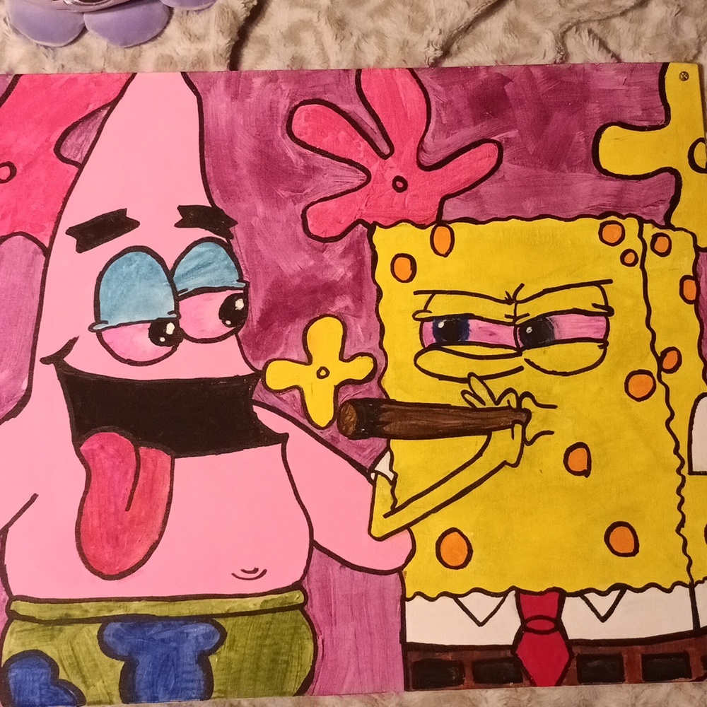 SpongeBob and Patrick smoking    18"x 24"